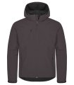 Heren Hoodie Softshell Jas Clique Classic 0200912 Donkergrijs