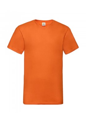 Goedkope Oranje Heren T shirts V hals Fruit of the Loom