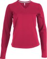 Dames T-shirts lange mouw V Hals Kariban K382 Fuchsia