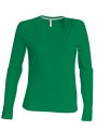 Dames T-shirts lange mouw V Hals Kariban K382 Kelly Green