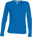 Dames T-shirts lange mouw V Hals Kariban K382 Light Royal Blue