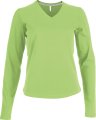 Dames T-shirts lange mouw V Hals Kariban K382 Lime