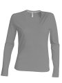 Dames T-shirts lange mouw V Hals Kariban K382 Oxford Grey