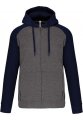 Baseball Hoodie Proact PA380 GREYHEATHER-SPORTYNAVY