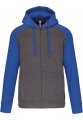 Baseball Hoodie Proact PA380 GREYHEATHER-SPORTYROYALBLUE