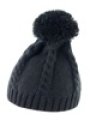 Muts, Muts cable knit pom pom beanie R149X zwart