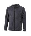 Hooded Fleece jacket JN589 dark melange-zwart