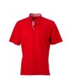 Heren Polo Plain James & Nicholson JN964 rood-wit