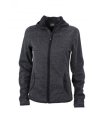 Dames Fleece Hoodie James & Nicholson JN588 dark melange-zwart