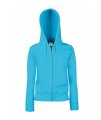 Dames Hooded Sweater full Zip Fruit of the loom azure blue