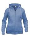 Dames Hoodie Basic Full Zip Clique 021035 licht blauw