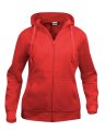 Dames Hoodie Basic Full Zip Clique 021035 rood