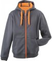 Dames Hoodie voering fleece James & Nicholson JN354 Carbon-oranje