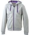 Dames Hoodie voering fleece James & Nicholson JN354 heather grey-paars