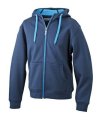 Dames Hoodie voering fleece James & Nicholson JN354 navy-aqua