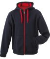 Dames Hoodie voering fleece James & Nicholson JN354 navy-rood