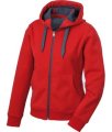 Dames Hoodie voering fleece James & Nicholson JN354 rood-carbon