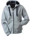 Dames Hoodie voering fleece James & Nicholson JN354 sport grey-navy