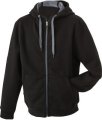 Dames Hoodie voering fleece James & Nicholson JN354 zwart carbon