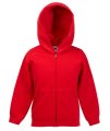 Kinder Hoodie full zip Fruit of the Loom 62-045-0 rood